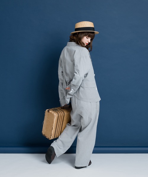 未使用 ストラ 麻混ダブルジャケット 麻調ダブルジャケット｜Stola