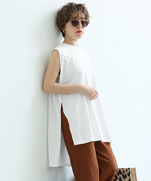 coca(coca)(コカ)の「ソフトタッチノースリーブ(タンクトップ・レディース・ホワイト/ライトブルー/ブラック・ONE SIZE)」の2枚目の写真