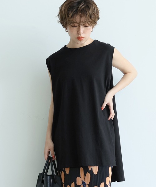 coca(coca)(コカ)の「ソフトタッチノースリーブ(タンクトップ・レディース・ホワイト/ライトブルー/ブラック・ONE SIZE)」の1枚目の写真