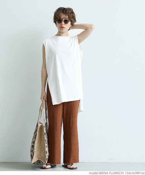 coca(coca)(コカ)の「ソフトタッチノースリーブ(タンクトップ・レディース・ホワイト/ライトブルー/ブラック・ONE SIZE)」の4枚目の写真