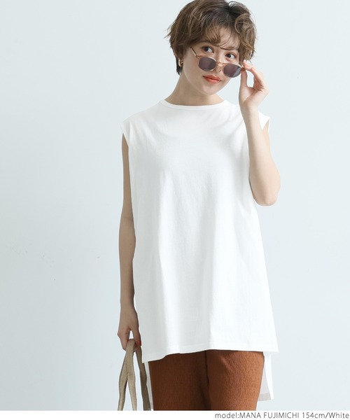 coca(coca)(コカ)の「ソフトタッチノースリーブ(タンクトップ・レディース・ホワイト/ライトブルー/ブラック・ONE SIZE)」の5枚目の写真