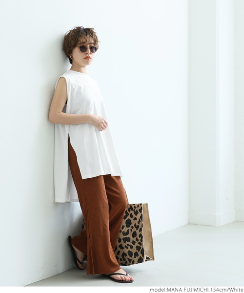 coca(coca)(コカ)の「ソフトタッチノースリーブ(タンクトップ・レディース・ホワイト/ライトブルー/ブラック・ONE SIZE)」の8枚目の写真