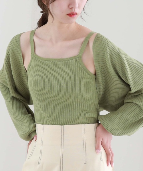 archives(アルシーヴ)の「カップインニットキャミソール(キャミソール・レディース・ブラック/オフホワイト/オレンジ/グリーン・MEDIUM)」の3枚目の写真