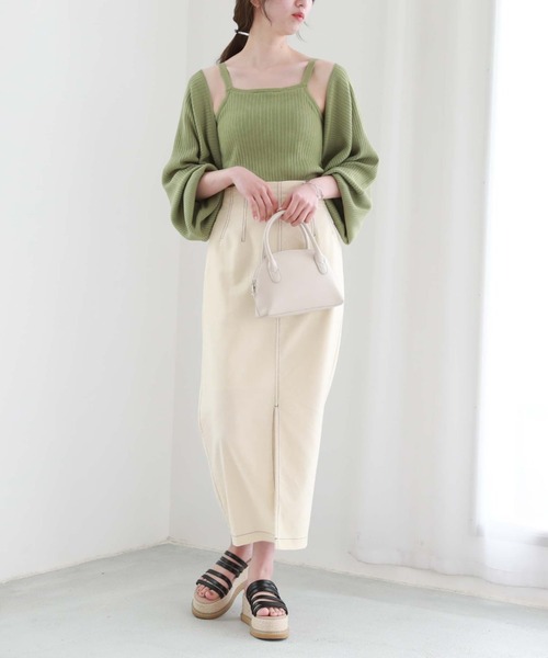 archives(アルシーヴ)の「カップインニットキャミソール(キャミソール・レディース・ブラック/オフホワイト/オレンジ/グリーン・MEDIUM)」の10枚目の写真