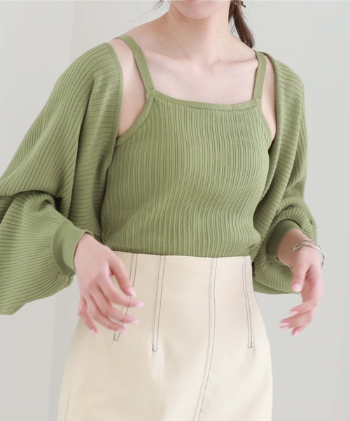 archives(アルシーヴ)の「カップインニットキャミソール(キャミソール・レディース・ブラック/オフホワイト/オレンジ/グリーン・MEDIUM)」の9枚目の写真