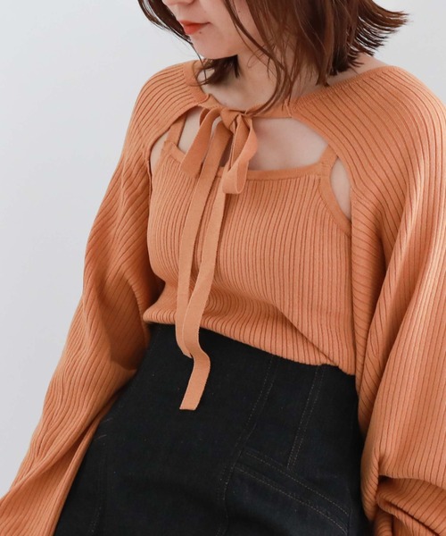 archives(アルシーヴ)の「カップインニットキャミソール(キャミソール・レディース・ブラック/オフホワイト/オレンジ/グリーン・MEDIUM)」の11枚目の写真