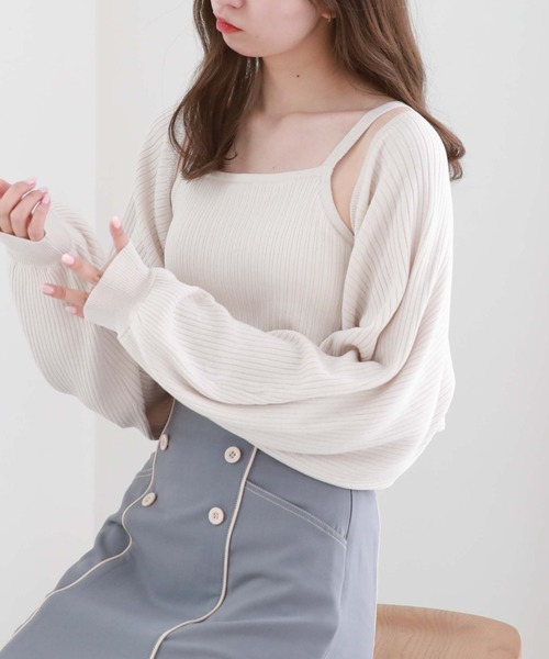 archives(アルシーヴ)の「カップインニットキャミソール(キャミソール・レディース・ブラック/オフホワイト/オレンジ/グリーン・MEDIUM)」の6枚目の写真