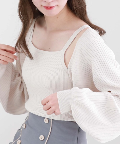 archives(アルシーヴ)の「カップインニットキャミソール(キャミソール・レディース・ブラック/オフホワイト/オレンジ/グリーン・MEDIUM)」の5枚目の写真