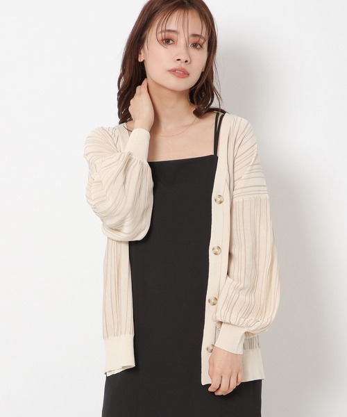 mysty woman（ミスティウーマン）の「ランダムストライプカーディガン 279656（カーディガン/ボレロ・レディース・ブラック/オレンジ/アイボリー/モカ・FREE）」の2枚目の写真