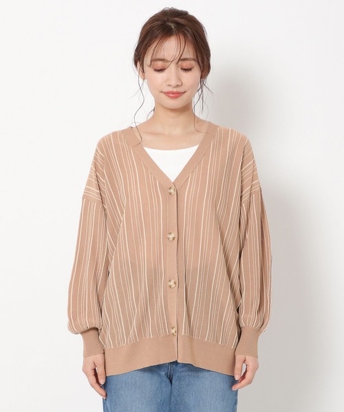 mysty woman（ミスティウーマン）の「ランダムストライプカーディガン 279656（カーディガン/ボレロ・レディース・ブラック/オレンジ/アイボリー/モカ・FREE）」の9枚目の写真