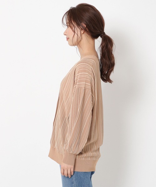 mysty woman（ミスティウーマン）の「ランダムストライプカーディガン 279656（カーディガン/ボレロ・レディース・ブラック/オレンジ/アイボリー/モカ・FREE）」の10枚目の写真