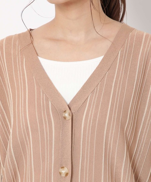 mysty woman（ミスティウーマン）の「ランダムストライプカーディガン 279656（カーディガン/ボレロ・レディース・ブラック/オレンジ/アイボリー/モカ・FREE）」の12枚目の写真