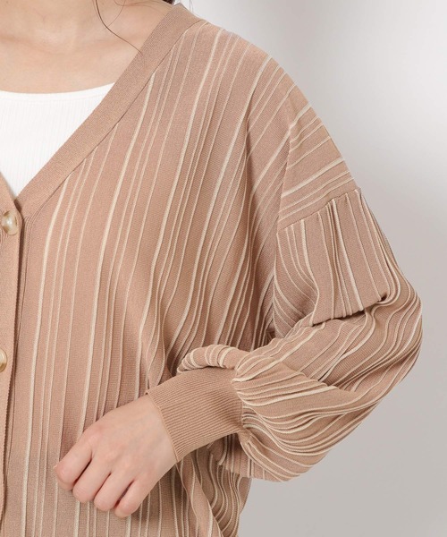 mysty woman（ミスティウーマン）の「ランダムストライプカーディガン 279656（カーディガン/ボレロ・レディース・ブラック/オレンジ/アイボリー/モカ・FREE）」の13枚目の写真