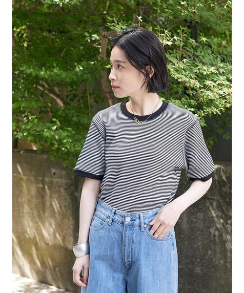 AMERICAN HOLIC（アメリカンホリック）の「ワッフルボーダーカットプルオーバー（Tシャツ/カットソー・レディース・ブラック・M/L）」の8枚目の写真