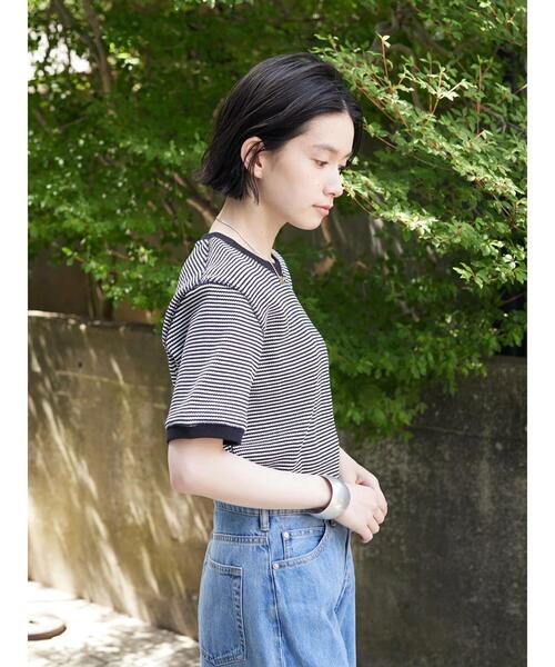 AMERICAN HOLIC（アメリカンホリック）の「ワッフルボーダーカットプルオーバー（Tシャツ/カットソー・レディース・ブラック・M/L）」の9枚目の写真