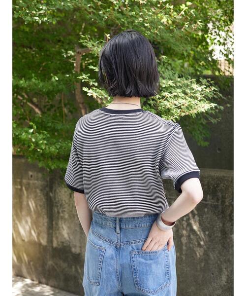 AMERICAN HOLIC（アメリカンホリック）の「ワッフルボーダーカットプルオーバー（Tシャツ/カットソー・レディース・ブラック・M/L）」の10枚目の写真