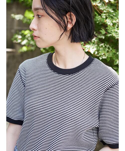 AMERICAN HOLIC（アメリカンホリック）の「ワッフルボーダーカットプルオーバー（Tシャツ/カットソー・レディース・ブラック・M/L）」の11枚目の写真