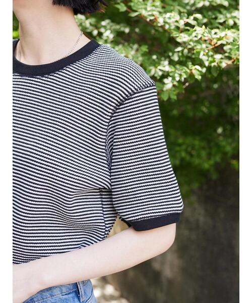 AMERICAN HOLIC（アメリカンホリック）の「ワッフルボーダーカットプルオーバー（Tシャツ/カットソー・レディース・ブラック・M/L）」の12枚目の写真