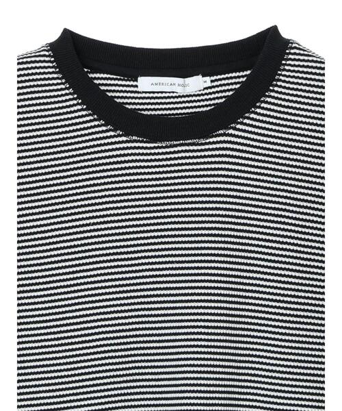 AMERICAN HOLIC（アメリカンホリック）の「ワッフルボーダーカットプルオーバー（Tシャツ/カットソー・レディース・ブラック・M/L）」の15枚目の写真
