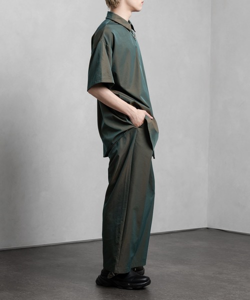 Adoon plain（アドーンプレーン）の「【Adoon plain】タマムシ半袖シャツ(セットアップ着用可)（シャツ/ブラウス・メンズ・グリーン系/ブルー系・MEDIUM/LARGE）」の6枚目の写真