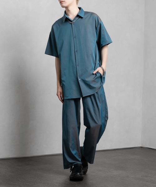 Adoon plain（アドーンプレーン）の「【Adoon plain】タマムシ半袖シャツ(セットアップ着用可)（シャツ/ブラウス・メンズ・グリーン系/ブルー系・MEDIUM/LARGE）」の13枚目の写真