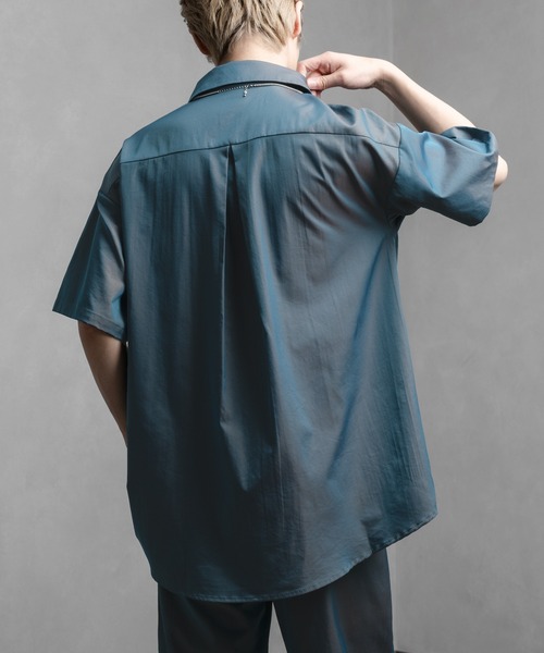 Adoon plain（アドーンプレーン）の「【Adoon plain】タマムシ半袖シャツ(セットアップ着用可)（シャツ/ブラウス・メンズ・グリーン系/ブルー系・MEDIUM/LARGE）」の20枚目の写真