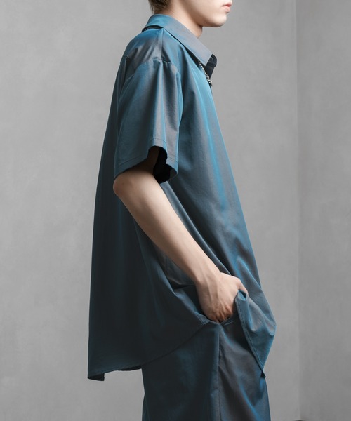 Adoon plain（アドーンプレーン）の「【Adoon plain】タマムシ半袖シャツ(セットアップ着用可)（シャツ/ブラウス・メンズ・グリーン系/ブルー系・MEDIUM/LARGE）」の19枚目の写真