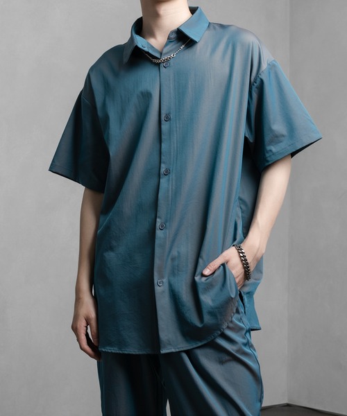 Adoon plain（アドーンプレーン）の「【Adoon plain】タマムシ半袖シャツ(セットアップ着用可)（シャツ/ブラウス・メンズ・グリーン系/ブルー系・MEDIUM/LARGE）」の17枚目の写真