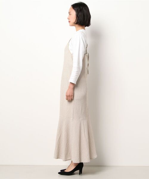 ehka sopo（エヘカソポ）の「シャーリングチェックキャミワンピース（ワンピース・レディース・ブラック/ベージュ/グリーン・ﾌﾘ-）」の4枚目の写真