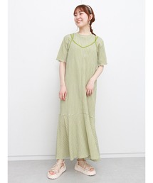 ehka sopo | シャーリングチェックキャミワンピース(ワンピース)