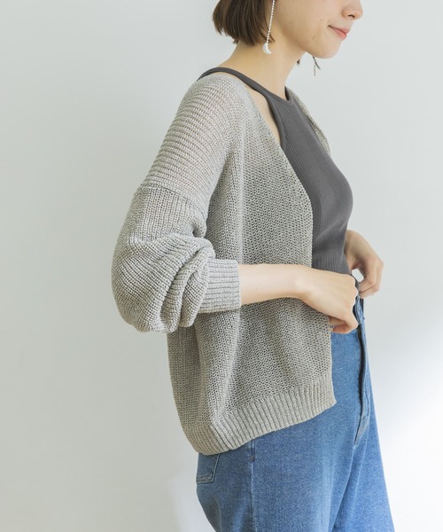 URBAN RESEARCH（アーバンリサーチ）の「リネン混片畦カーディガン（カーディガン/ボレロ・レディース・ベージュ系その他/ブラック・FREE）」の2枚目の写真