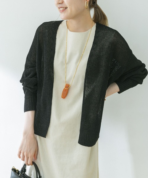 URBAN RESEARCH（アーバンリサーチ）の「リネン混片畦カーディガン（カーディガン/ボレロ・レディース・ベージュ系その他/ブラック・FREE）」の3枚目の写真