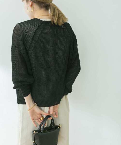 URBAN RESEARCH（アーバンリサーチ）の「リネン混片畦カーディガン（カーディガン/ボレロ・レディース・ベージュ系その他/ブラック・FREE）」の5枚目の写真