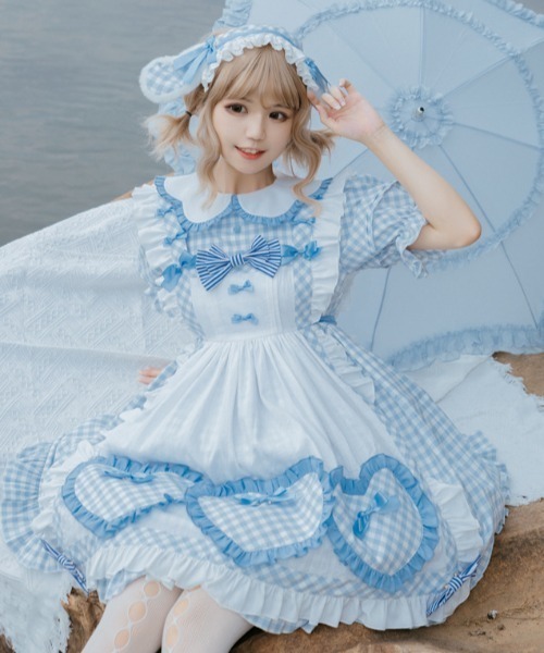 TONE SELECT WEAR（トーンセレクトウェア）の「【emane】クリームチェックワンピースドレス（ワンピース・レディース・ベージュ系その他/ブルー系その他・FREE）」の3枚目の写真