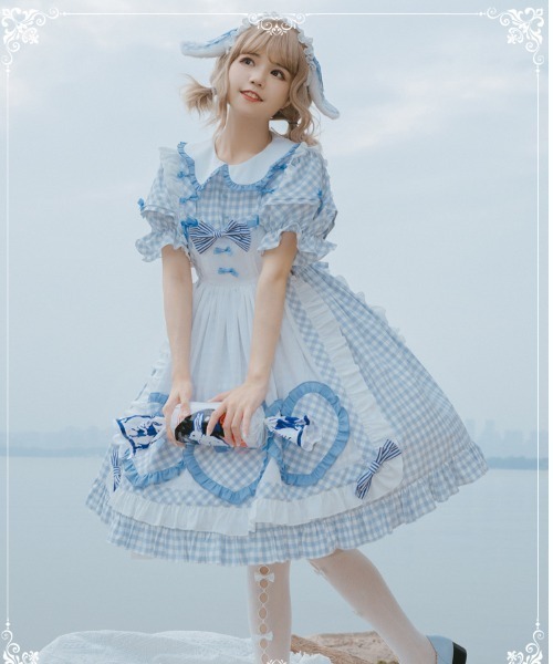 TONE SELECT WEAR（トーンセレクトウェア）の「【emane】クリームチェックワンピースドレス（ワンピース・レディース・ベージュ系その他/ブルー系その他・FREE）」の4枚目の写真