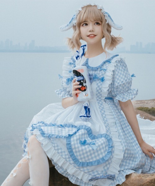 TONE SELECT WEAR（トーンセレクトウェア）の「【emane】クリームチェックワンピースドレス（ワンピース・レディース・ベージュ系その他/ブルー系その他・FREE）」の6枚目の写真