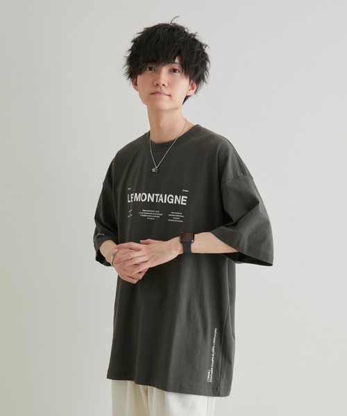 JUNRED（ジュンレッド）の「こめ×JUNRed オーバーサイズサイテイションズTee（Tシャツ/カットソー・メンズ・チャコールグレー/ダークグリーン/ホワイト・S/L/M）」の4枚目の写真