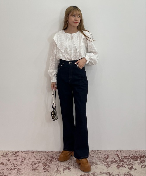 EPIMI E'PIMMY(エピミエピミー)の「オリジナルパッチセミフレアデニム(デニムパンツ・レディース・ネイビー/ブルー/ブラック・SMALL/MEDIUM)」の7枚目の写真