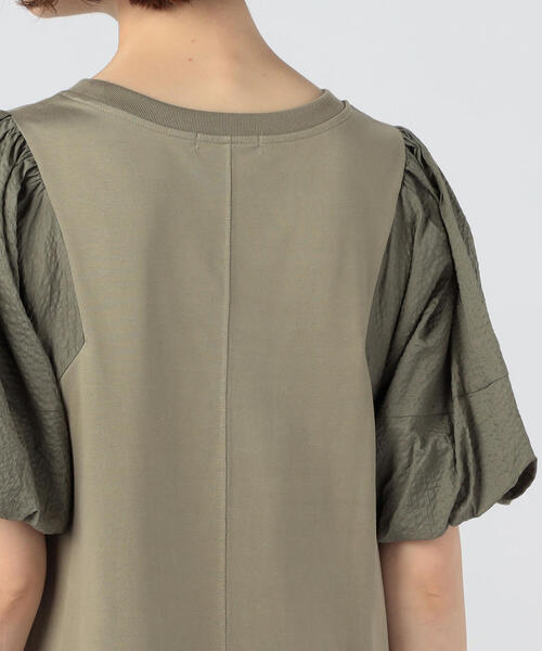 TOMORROWLAND （トゥモローランド）の「コットンサッカーコンビ パフスリーブワンピース（ワンピース・レディース・ブラック/ライトグリーン・36）」の9枚目の写真