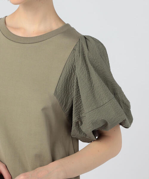 TOMORROWLAND （トゥモローランド）の「コットンサッカーコンビ パフスリーブワンピース（ワンピース・レディース・ブラック/ライトグリーン・36）」の10枚目の写真