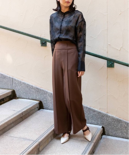 RANDA（ランダ）の「フラワー刺繍シアーシャツブラウス（シャツ/ブラウス・レディース・カーキ/ピンク/ブラック・FREE）」の6枚目の写真