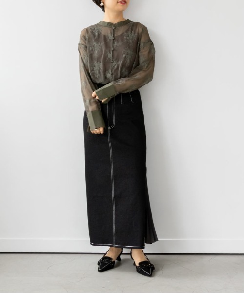 RANDA（ランダ）の「フラワー刺繍シアーシャツブラウス（シャツ/ブラウス・レディース・カーキ/ピンク/ブラック・FREE）」の9枚目の写真