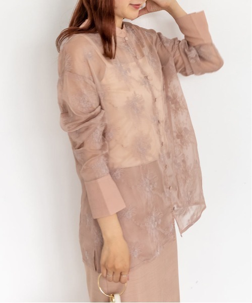 RANDA（ランダ）の「フラワー刺繍シアーシャツブラウス（シャツ/ブラウス・レディース・カーキ/ピンク/ブラック・FREE）」の10枚目の写真