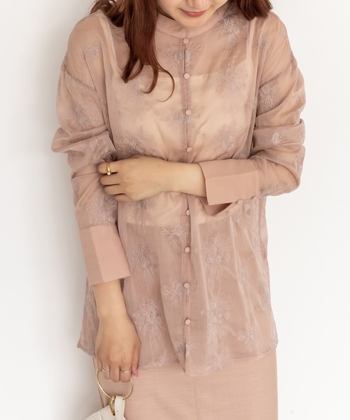 RANDA（ランダ）の「フラワー刺繍シアーシャツブラウス（シャツ/ブラウス・レディース・カーキ/ピンク/ブラック・FREE）」の12枚目の写真