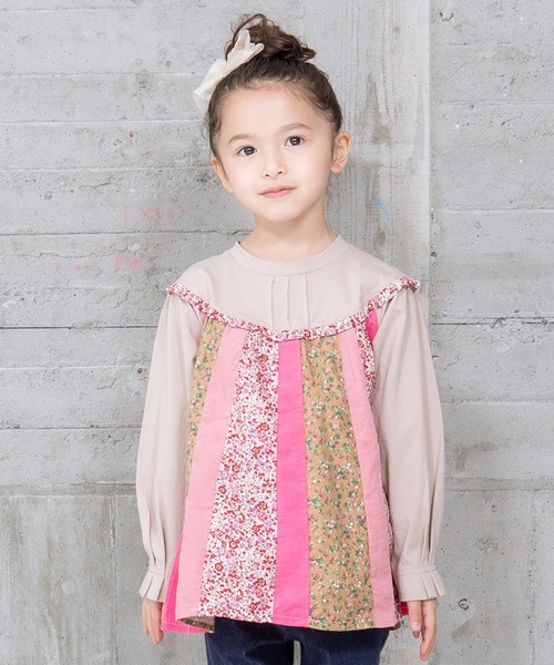 RAGMART（ラグマート）の「パッチワークチュニックTシャツ（ワンピース・キッズ・ネイビー/ピンク・110cm/100cm/120cm/130cm）」の2枚目の写真