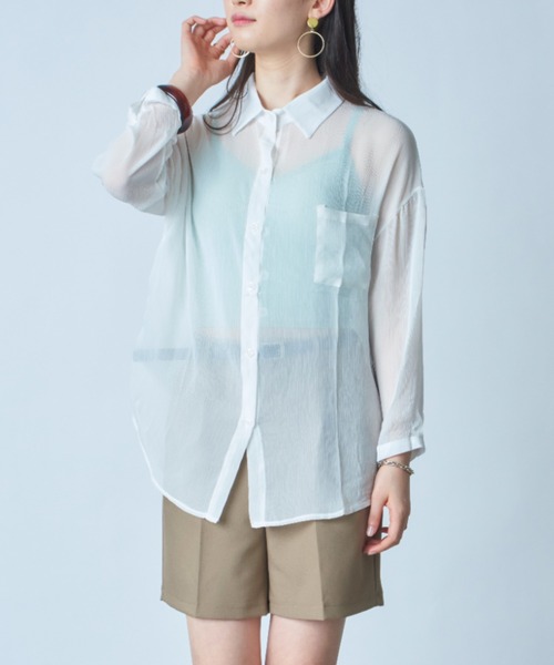 MAISON BREEZE（メゾンブリーズ）の「【MAISON BREEZE】楊柳シフォンシアーカラーシャツ SCCH164（シャツ/ブラウス・レディース・ホワイト/グリーン/ピンク・FREE）」の17枚目の写真