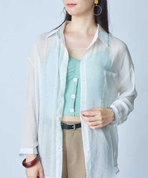 MAISON BREEZE（メゾンブリーズ）の「【MAISON BREEZE】楊柳シフォンシアーカラーシャツ SCCH164（シャツ/ブラウス・レディース・ホワイト/グリーン/ピンク・FREE）」の11枚目の写真