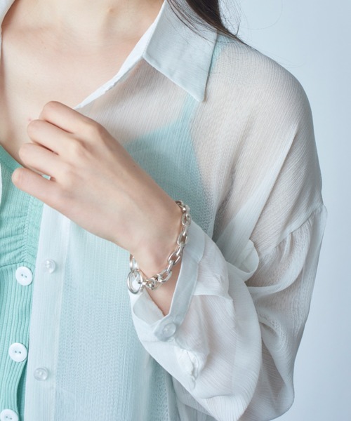 MAISON BREEZE（メゾンブリーズ）の「【MAISON BREEZE】楊柳シフォンシアーカラーシャツ SCCH164（シャツ/ブラウス・レディース・ホワイト/グリーン/ピンク・FREE）」の19枚目の写真