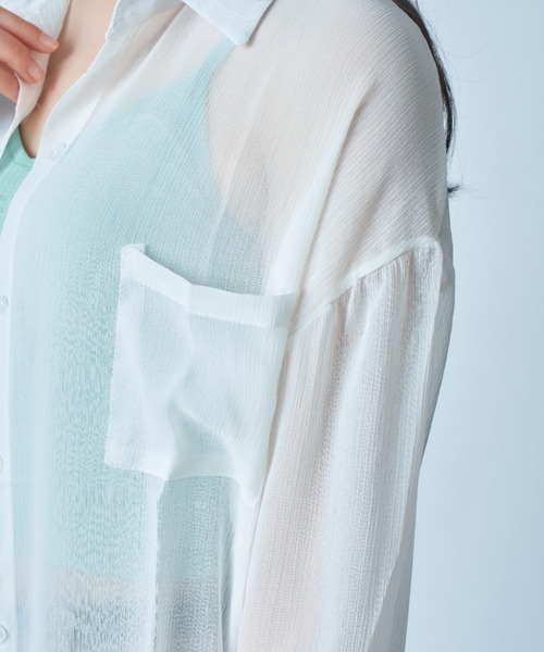 MAISON BREEZE（メゾンブリーズ）の「【MAISON BREEZE】楊柳シフォンシアーカラーシャツ SCCH164（シャツ/ブラウス・レディース・ホワイト/グリーン/ピンク・FREE）」の13枚目の写真