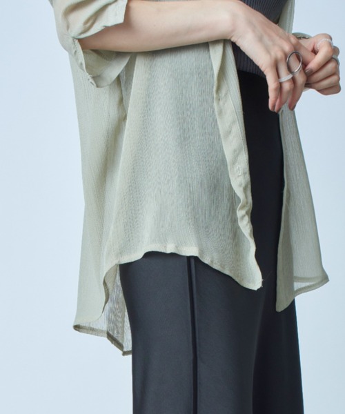 MAISON BREEZE（メゾンブリーズ）の「【MAISON BREEZE】楊柳シフォンシアーカラーシャツ SCCH164（シャツ/ブラウス・レディース・ホワイト/グリーン/ピンク・FREE）」の14枚目の写真